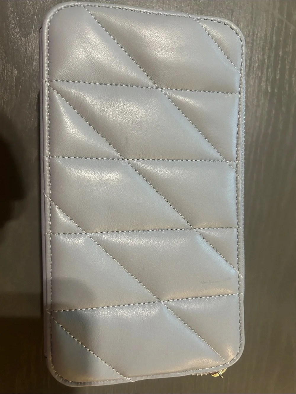 Coach Quilted Leather Wristlet in Light Gray